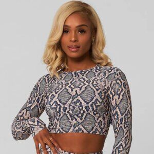 NWOT LiCi Fit Python Long Sleeve Crop Top